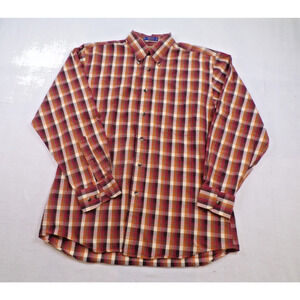Pendleton Broadway Cloth Shirt Mens Medium M Sunset Plaid Cotton Button Down